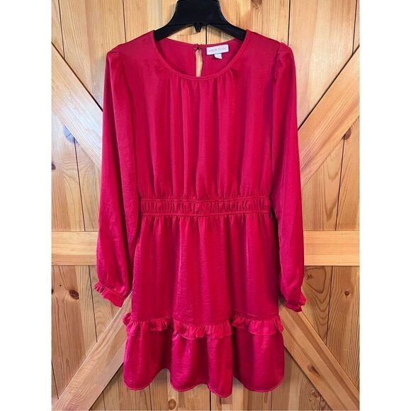 Knox Rose Dresses & Skirts - Knox Rose Long Sleeve Solid Red Dress Size Small (3229)